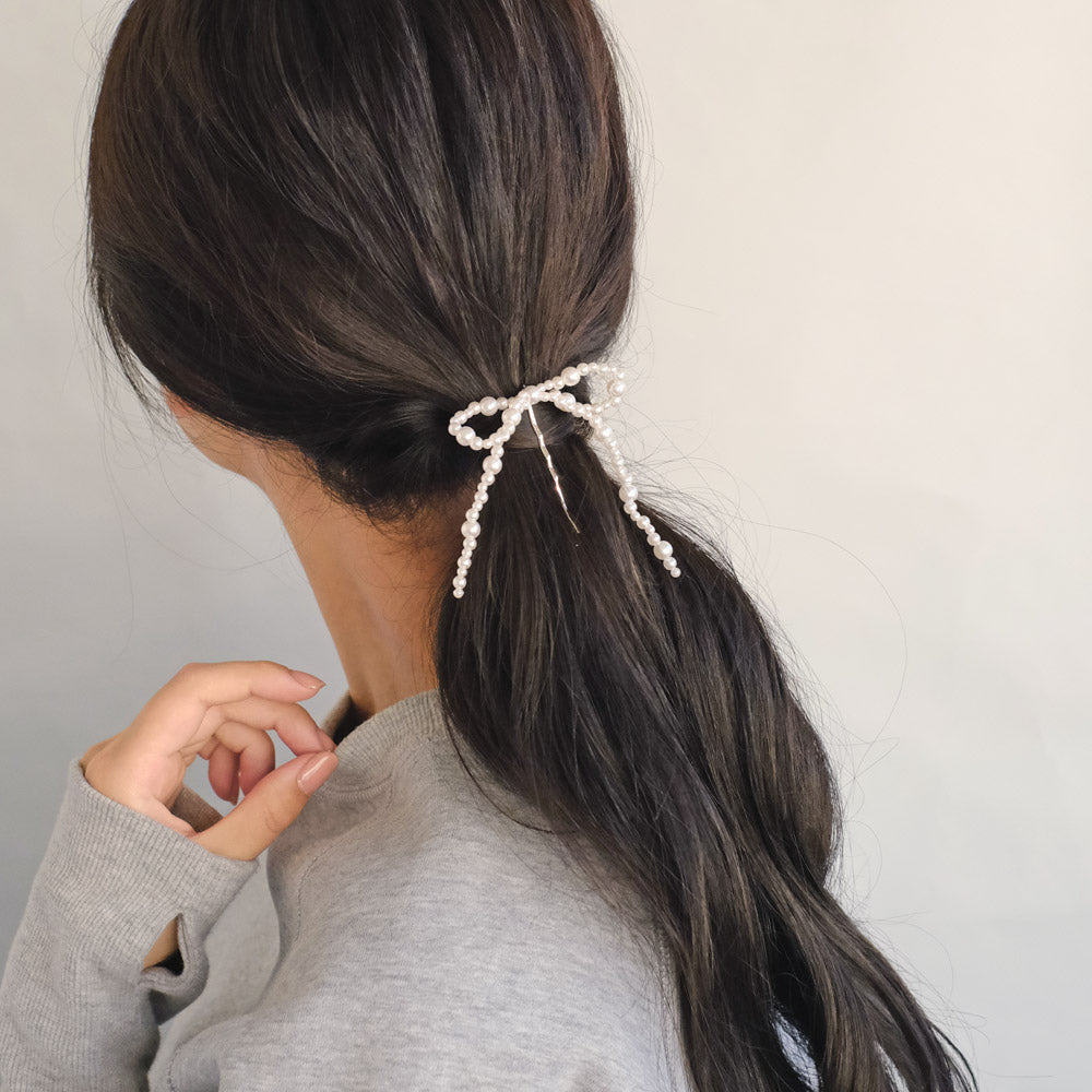 Bubble Pearl Bow Hairpin