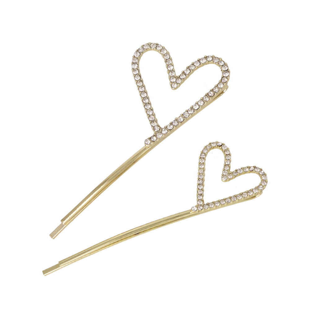Diamante Heart Hairpin Set