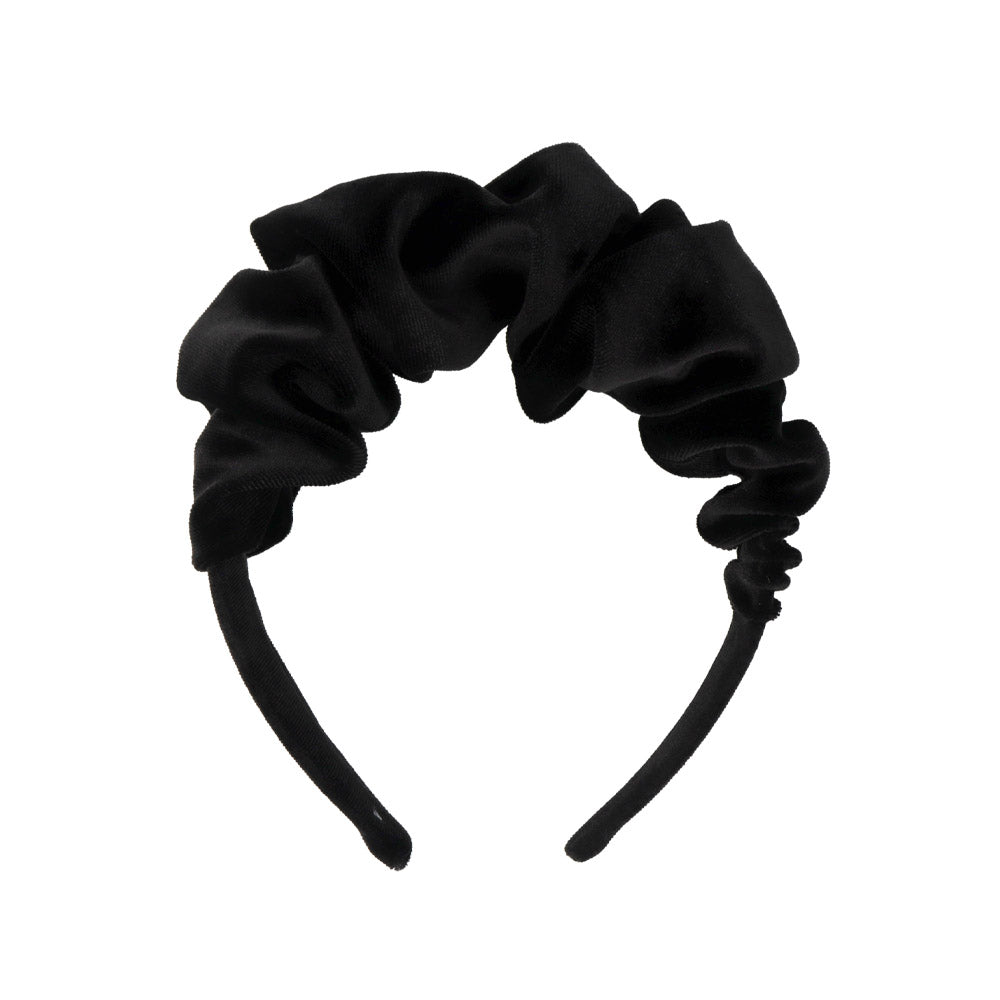 Black Ruffle Velvet Headband
