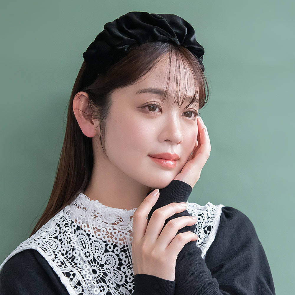 Black Ruffle Velvet Headband