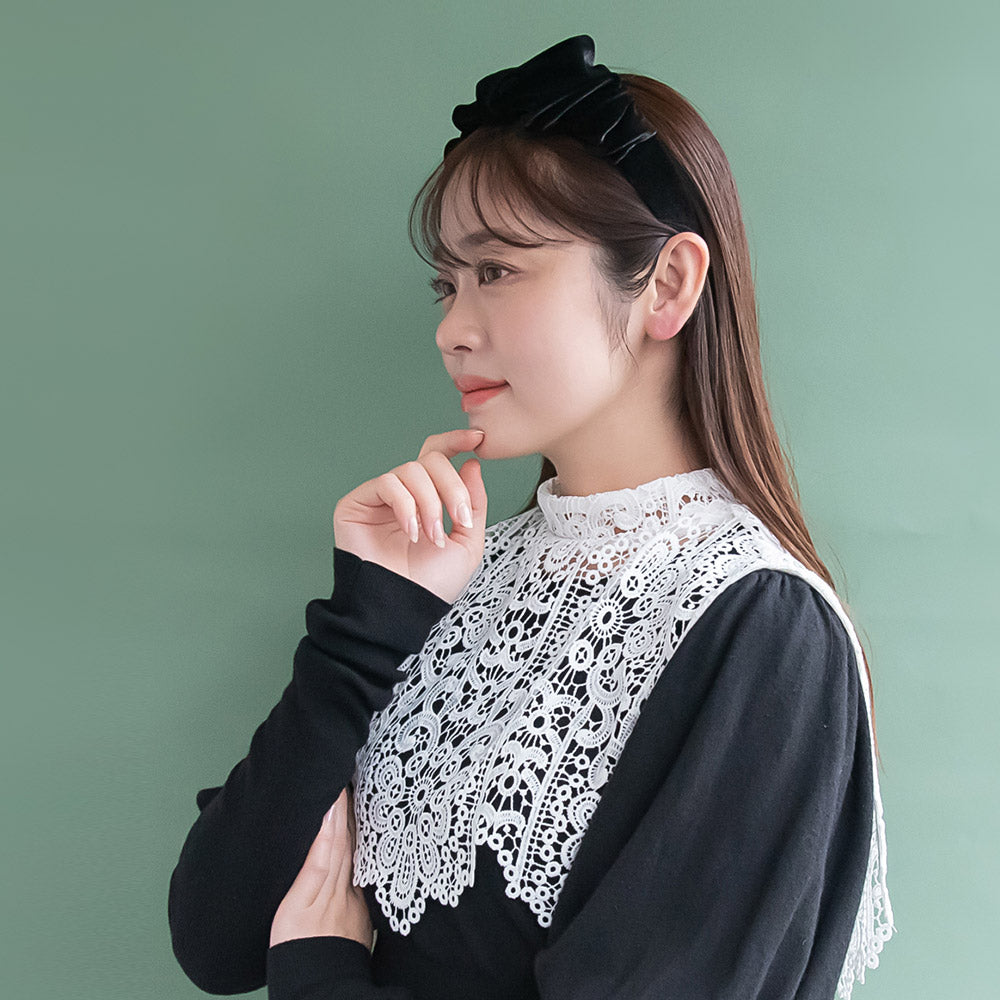 Black Ruffle Velvet Headband