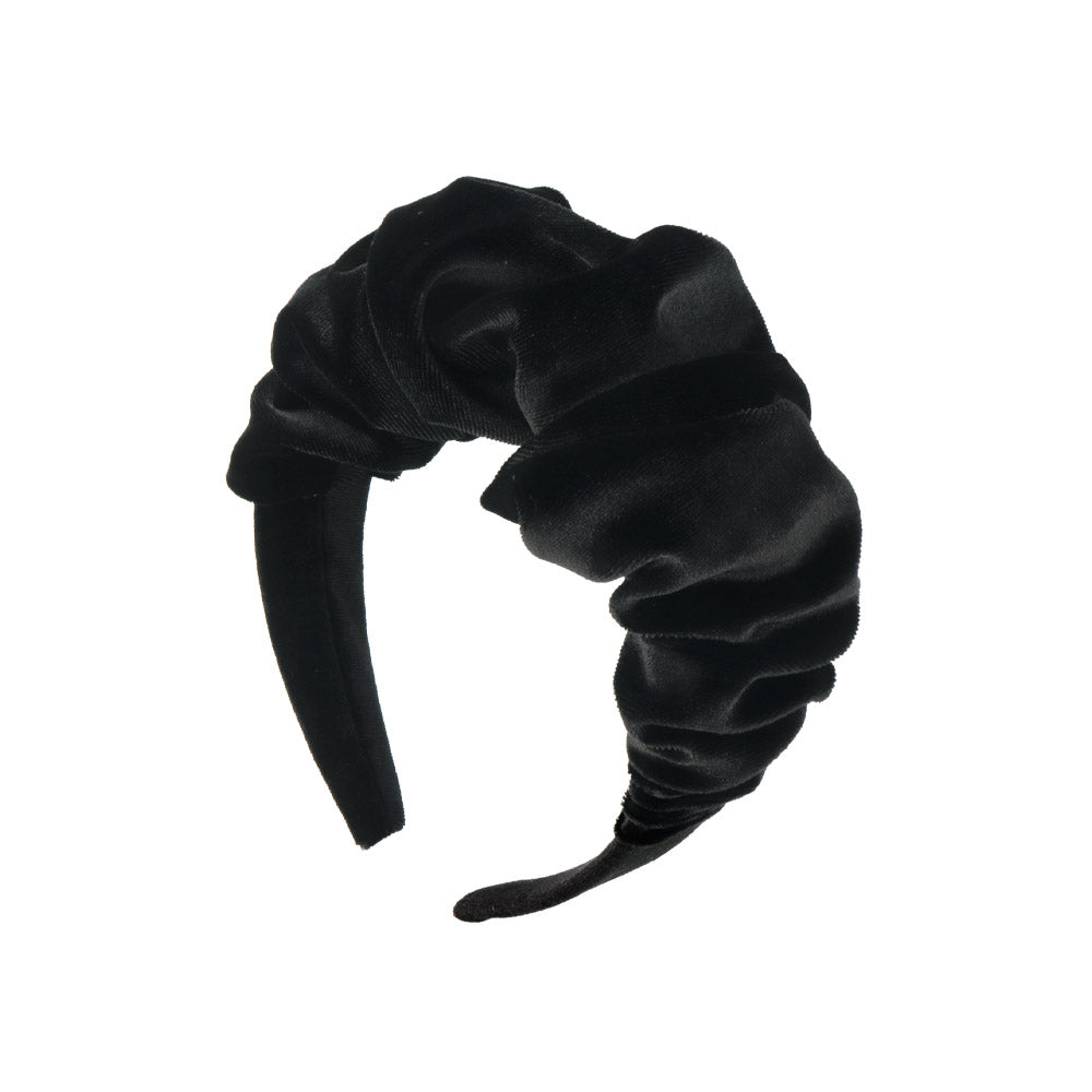 Black Ruffle Velvet Headband