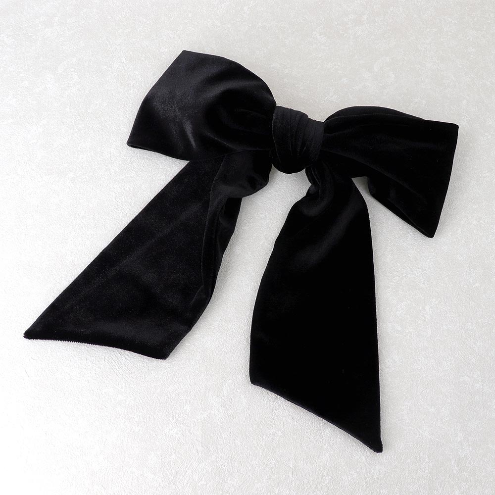 Black Velvet Bow Barrette