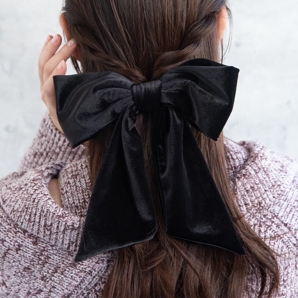 Black Velvet Bow Barrette