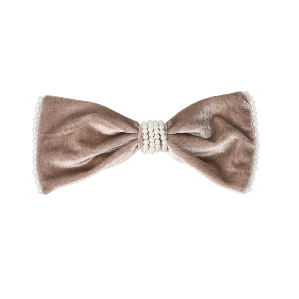 Pearly Velvet Hair Bow Barrette