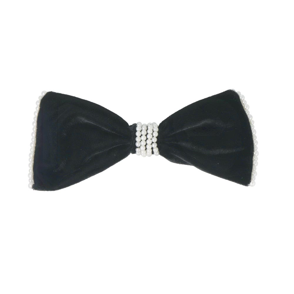 Pearly Velvet Hair Bow Barrette