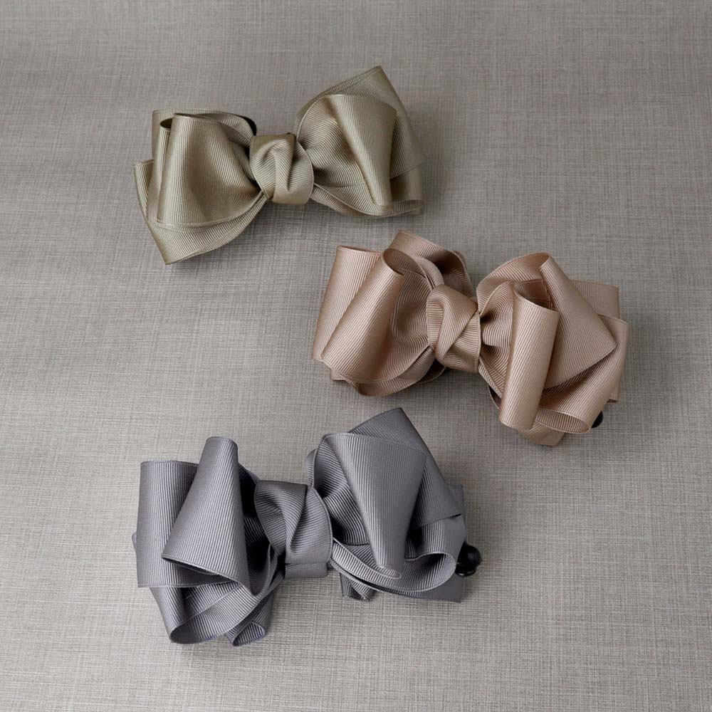 Neutral Layered Bow Banana Clip - osewaya