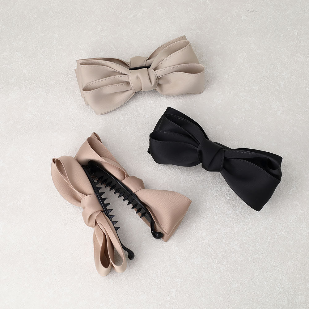 Large Muted Bow Banana Clip