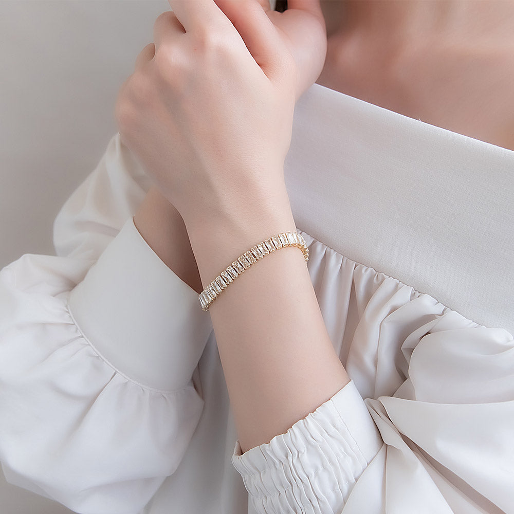 Cubic Zirconia Baguette Slider Bracelet