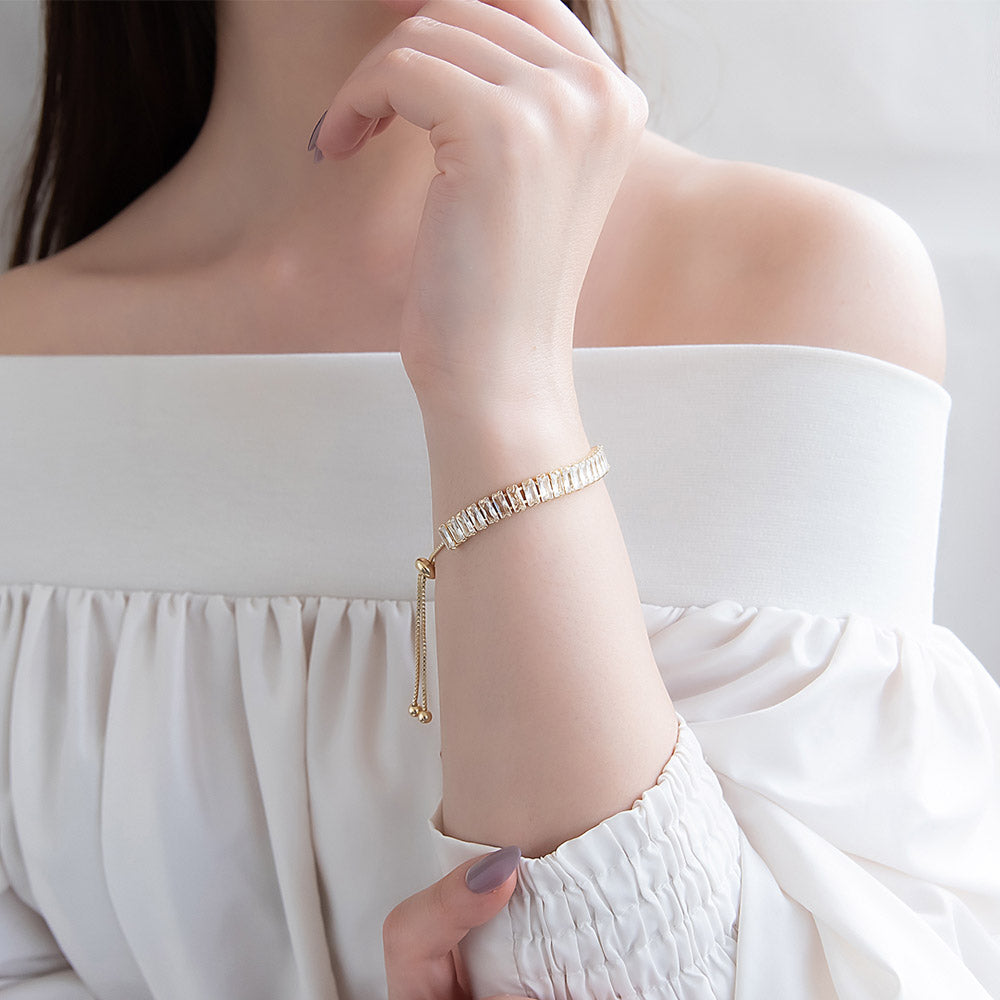Cubic Zirconia Baguette Slider Bracelet