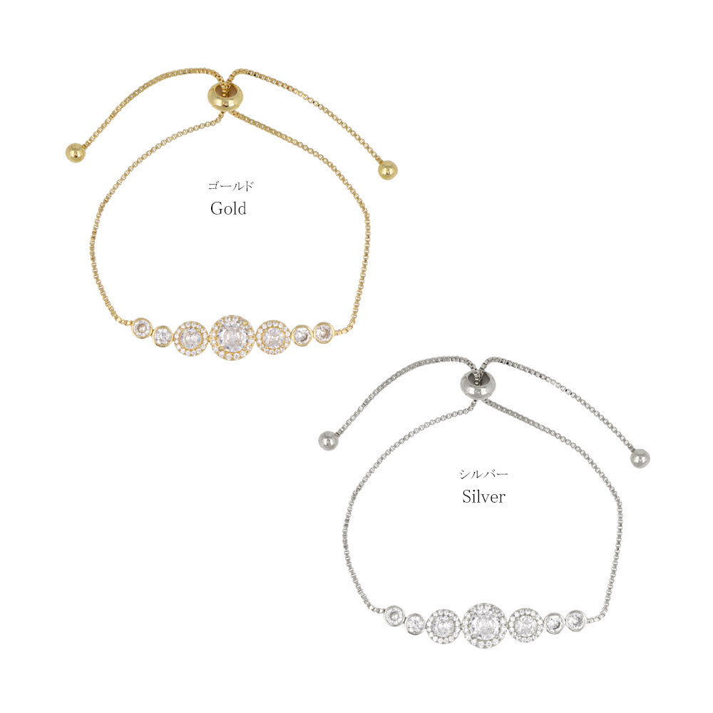 Graduated Cubic Zirconia Bezel Slider Bracelet