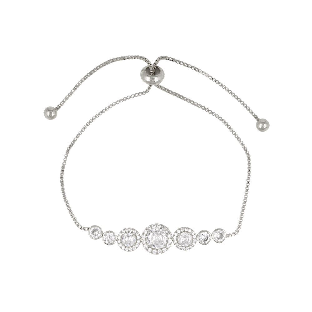 Graduated Cubic Zirconia Bezel Slider Bracelet