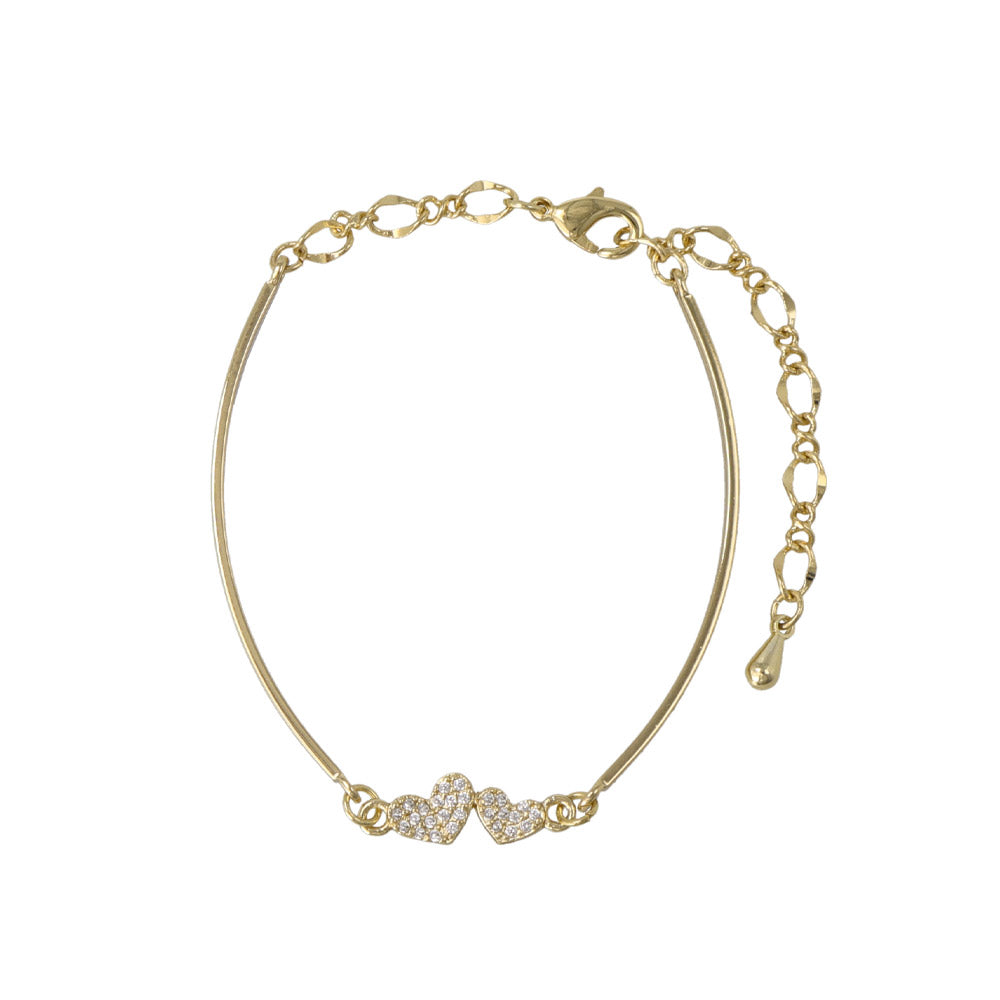 Pave Double Heart Bracelet