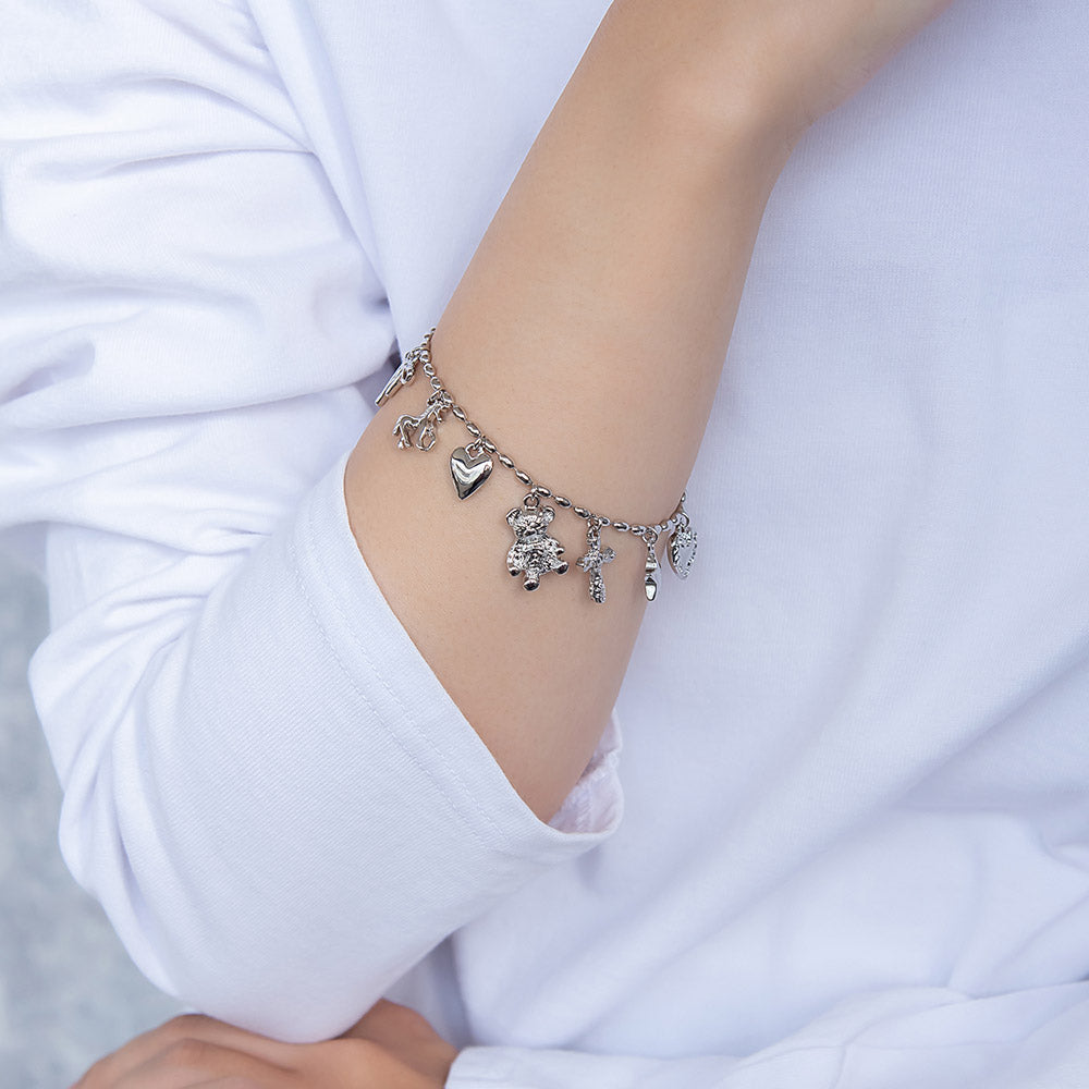 Fancy Mixed Charm Toggle Bracelet