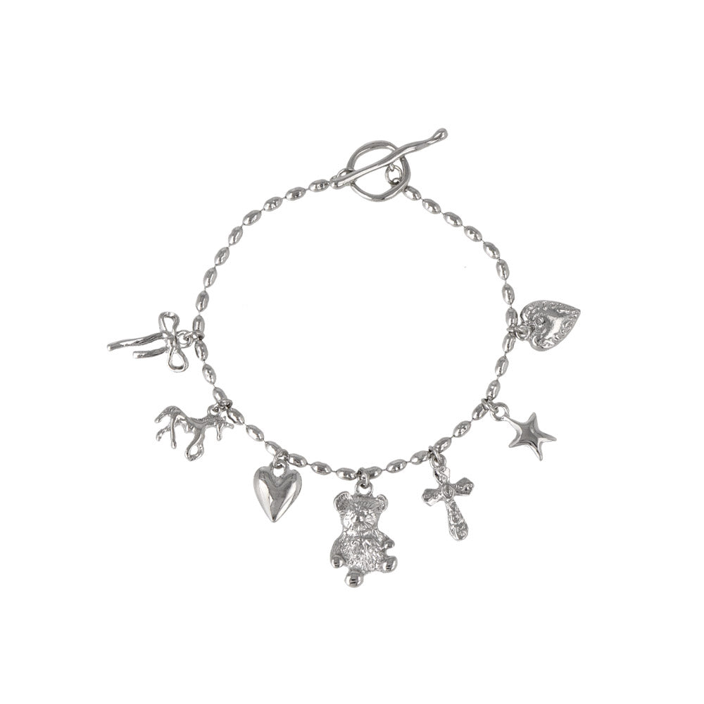 Fancy Mixed Charm Toggle Bracelet