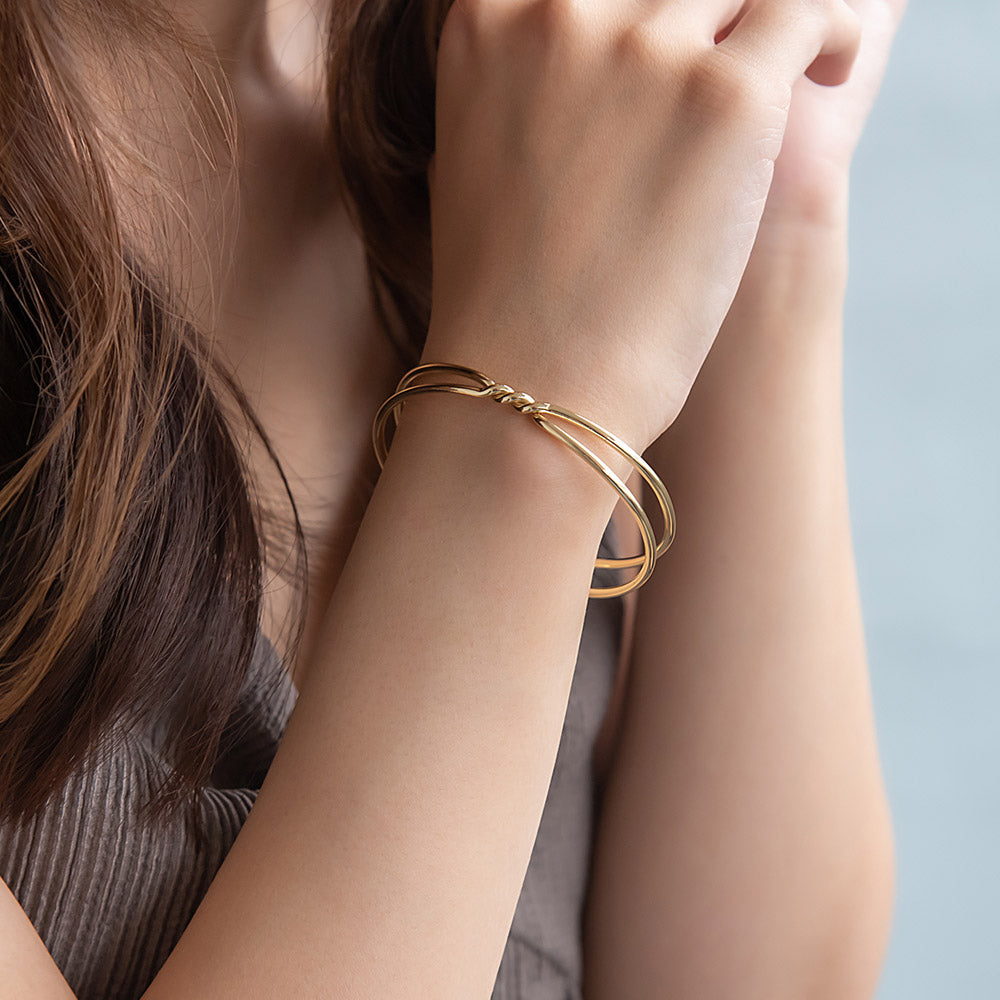 Twisted Double Strand Cuff Bracelet - osewaya