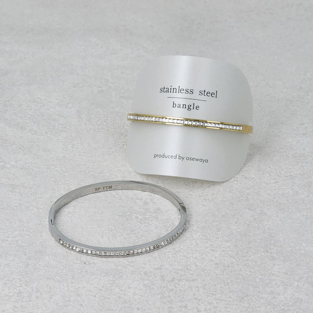 Pave Stainless Steel Hinge Bangle