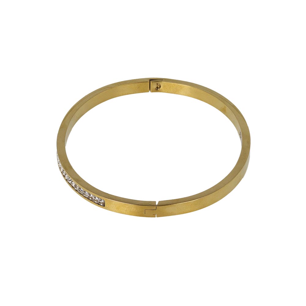 Pave Stainless Steel Hinge Bangle