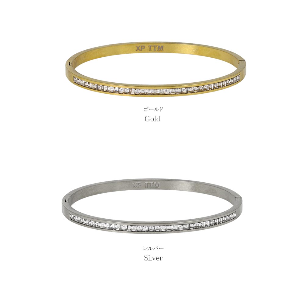 Pave Stainless Steel Hinge Bangle