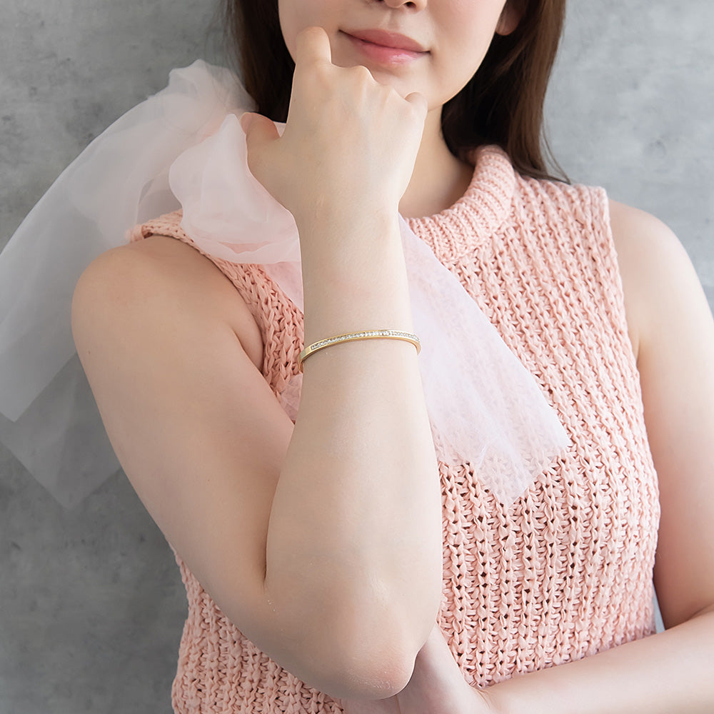 Pave Stainless Steel Hinge Bangle