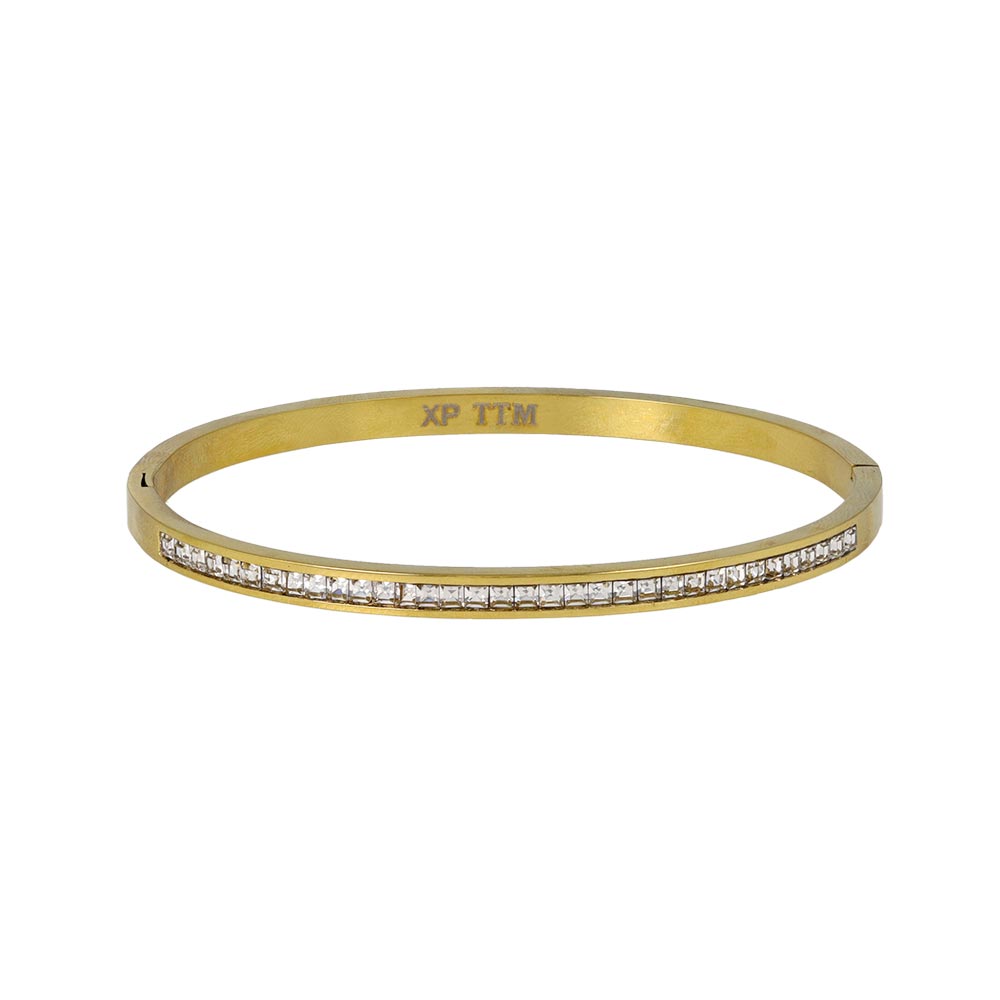 Pave Stainless Steel Hinge Bangle