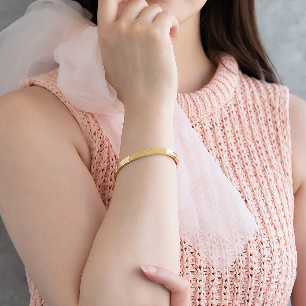 Studded Slash Stainless Steel Hinge Bangle