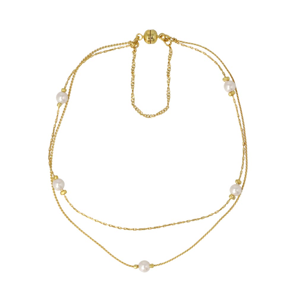 Pearlized Magnetic Clasp Layered Bracelet