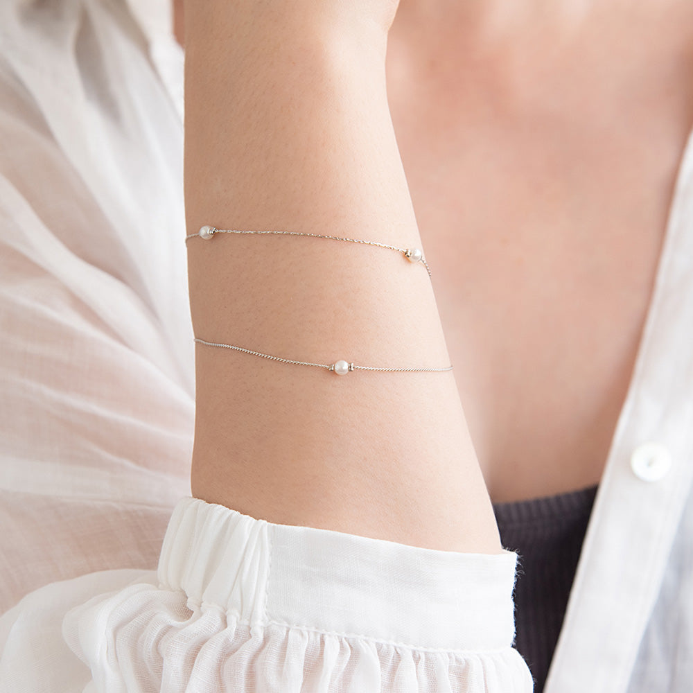 Pearlized Magnetic Clasp Layered Bracelet