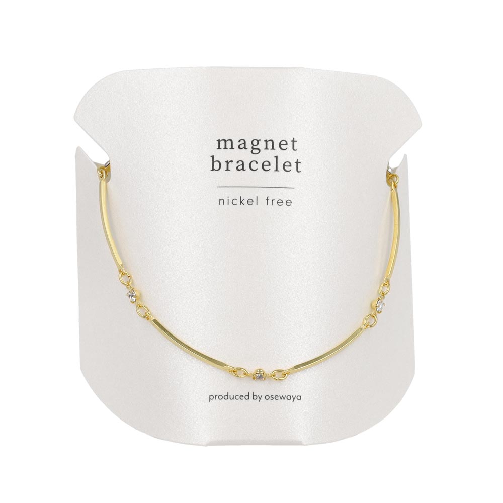 Stone Station Bar Link Magnetic Clasp Bracelet