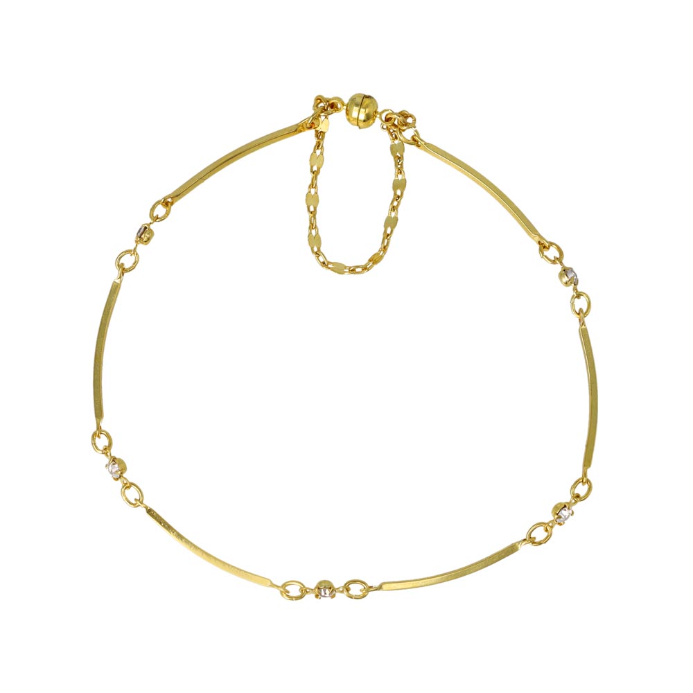 Stone Station Bar Link Magnetic Clasp Bracelet
