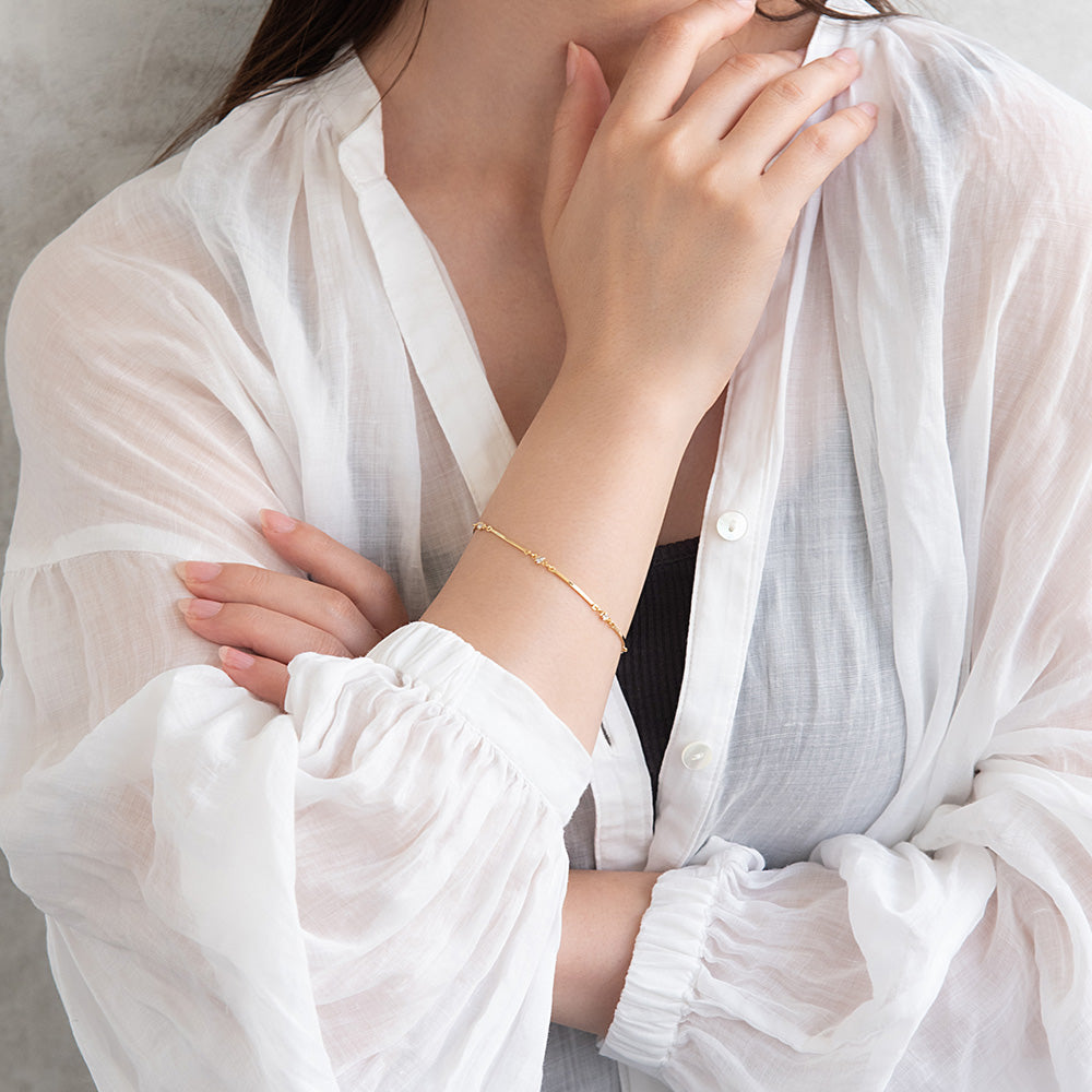 Stone Station Bar Link Magnetic Clasp Bracelet