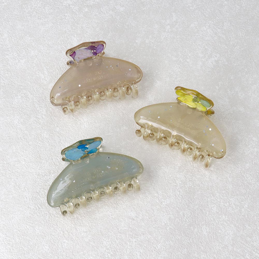 Flower Resin Glitter Hair Claw