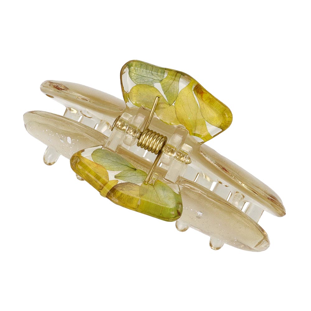 Flower Resin Glitter Hair Claw