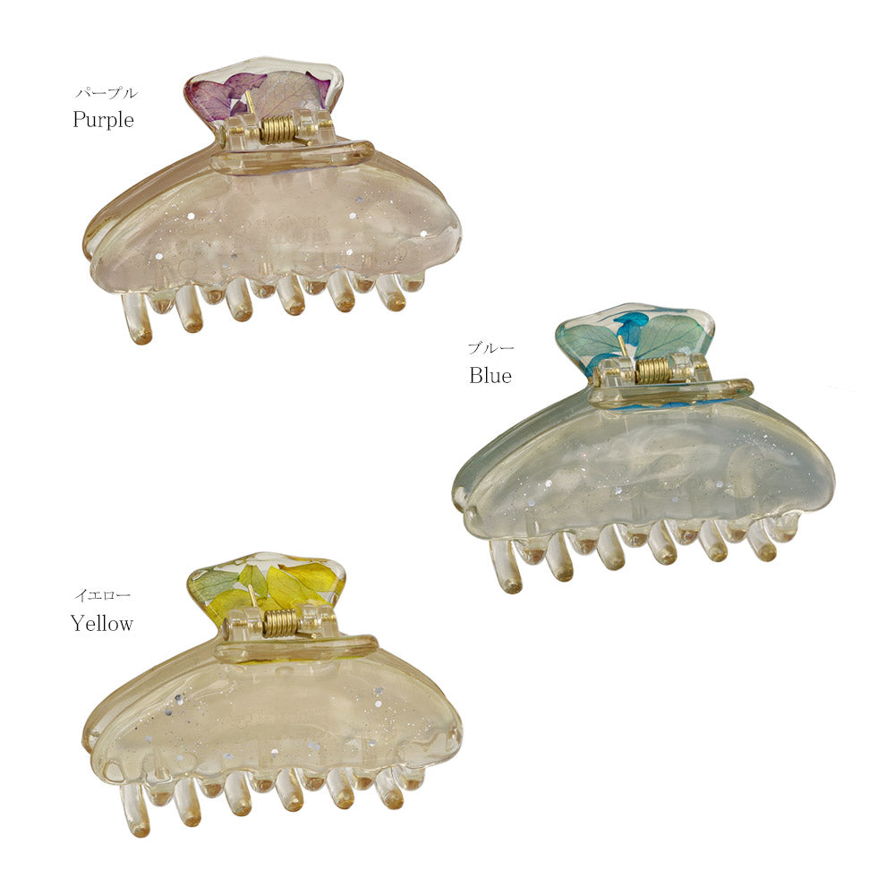 Flower Resin Glitter Hair Claw