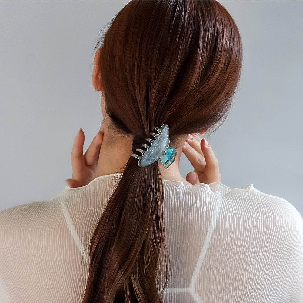 Flower Resin Glitter Hair Claw - osewaya