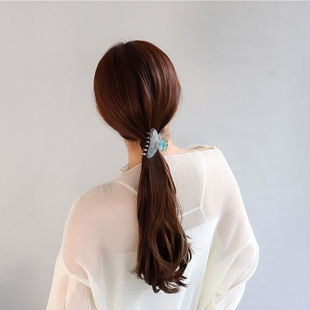 Flower Resin Glitter Hair Claw