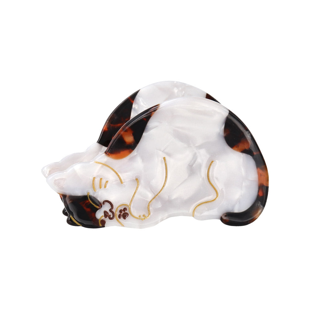 Sleeping Cat Acetate Marble Hair Claw