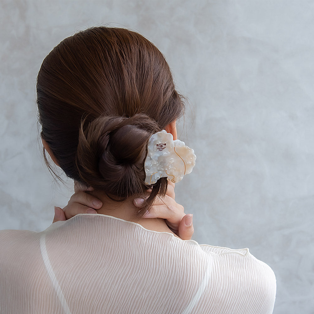 Pomeranian Acetate Marble Hair Claw