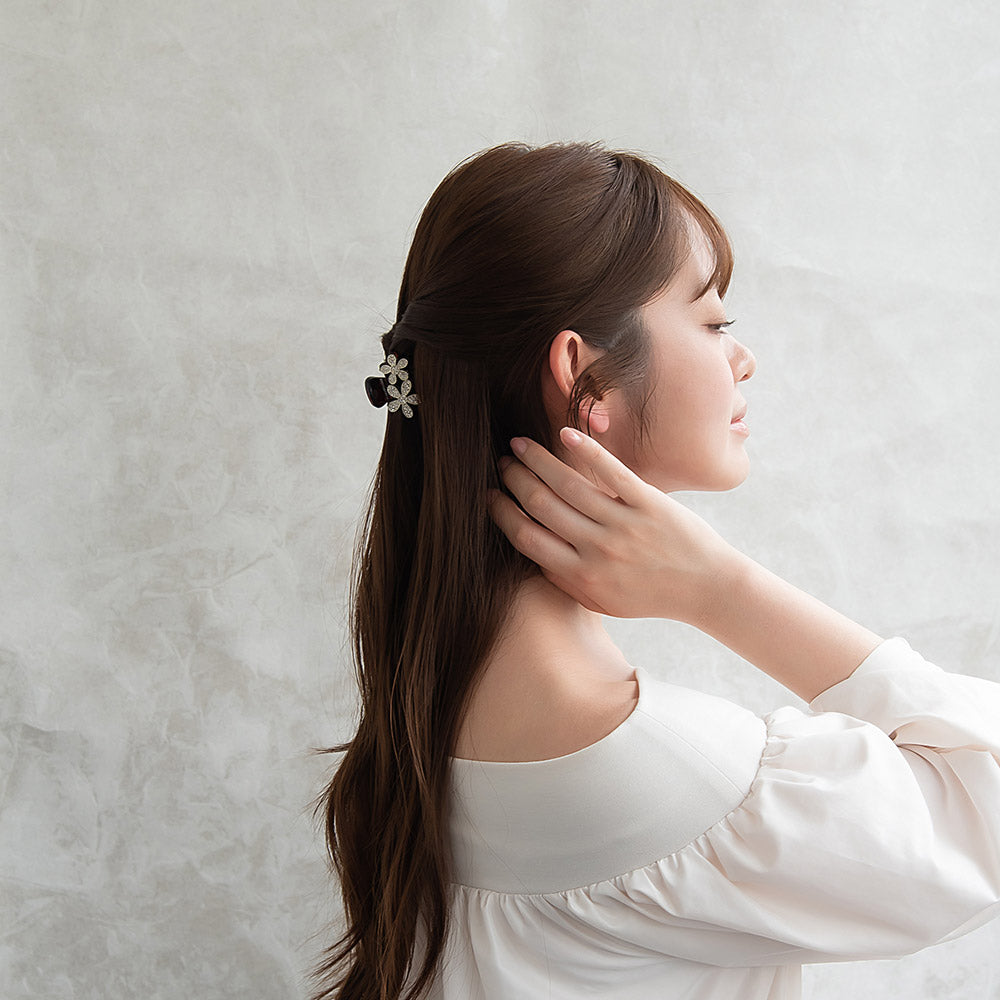 Pave Flower Mini Hair Claw