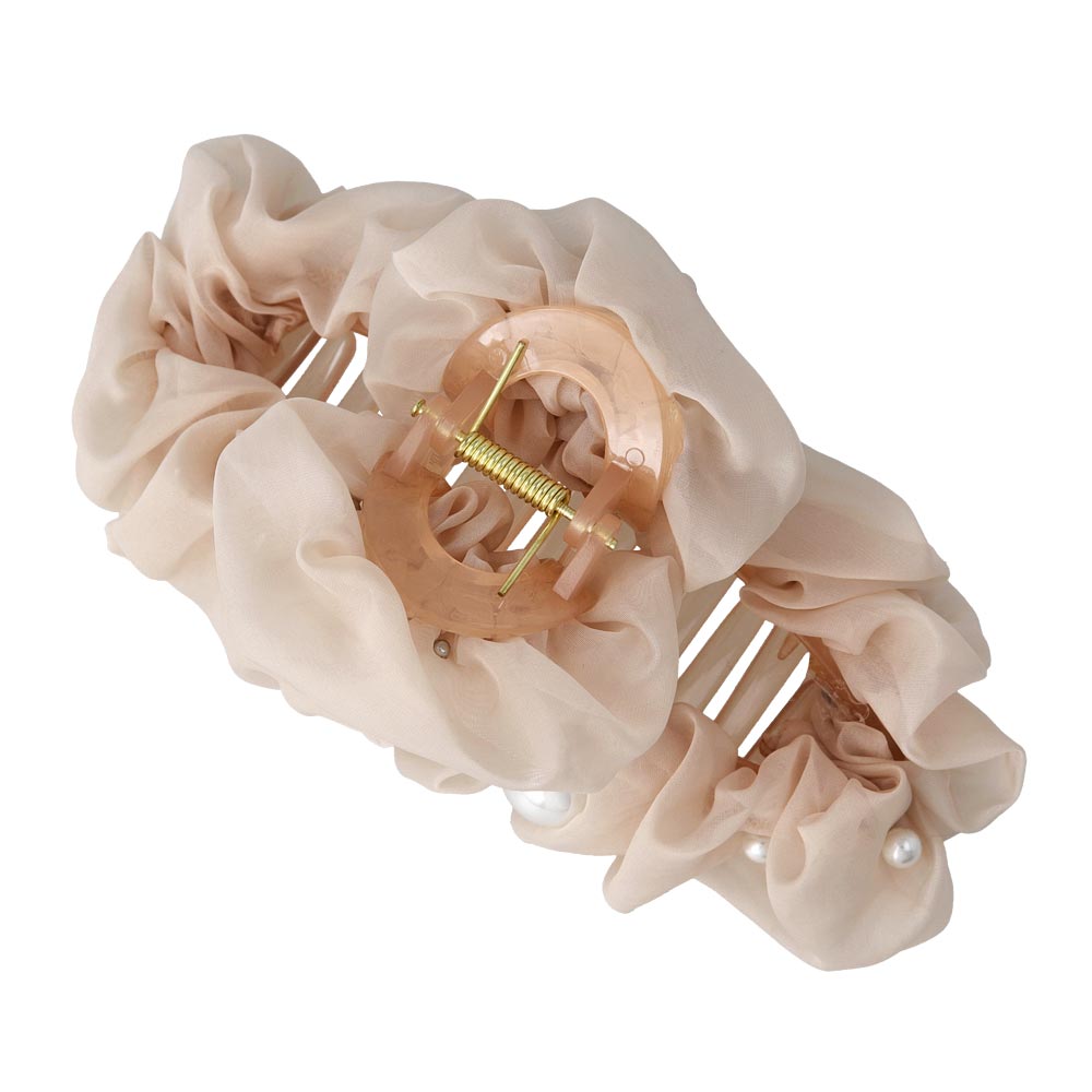 Ruffle Pearlized Hair Claw