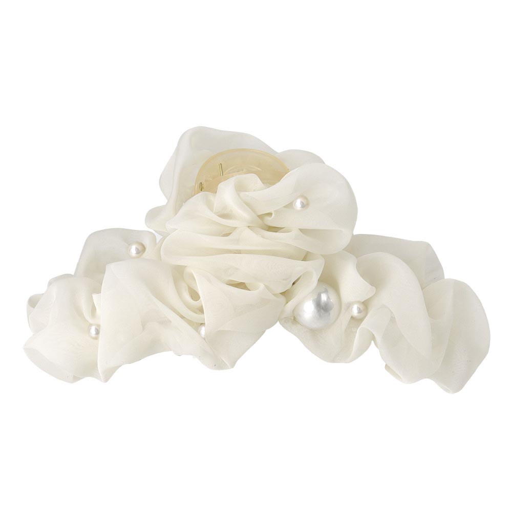 Ruffle Pearlized Hair Claw