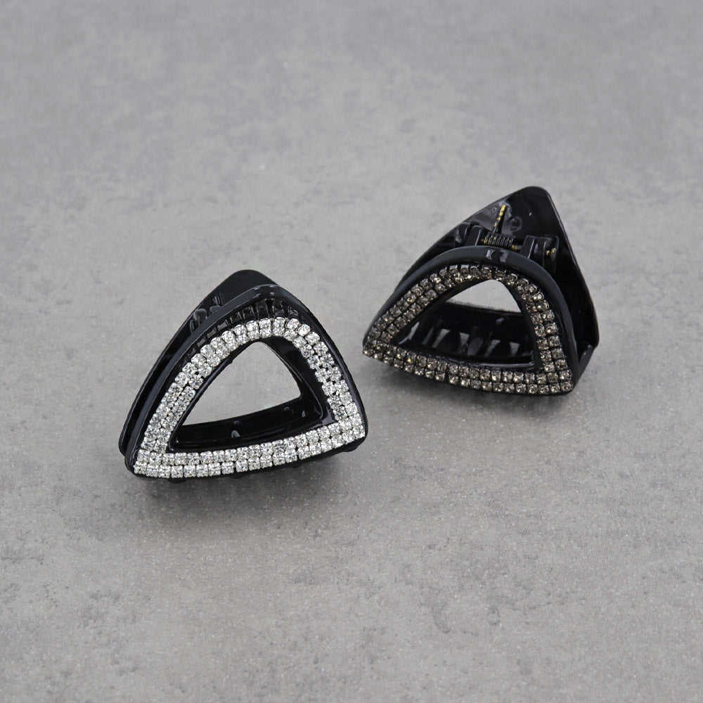 Rhinestone Mini Triangle Hair Claw - osewaya