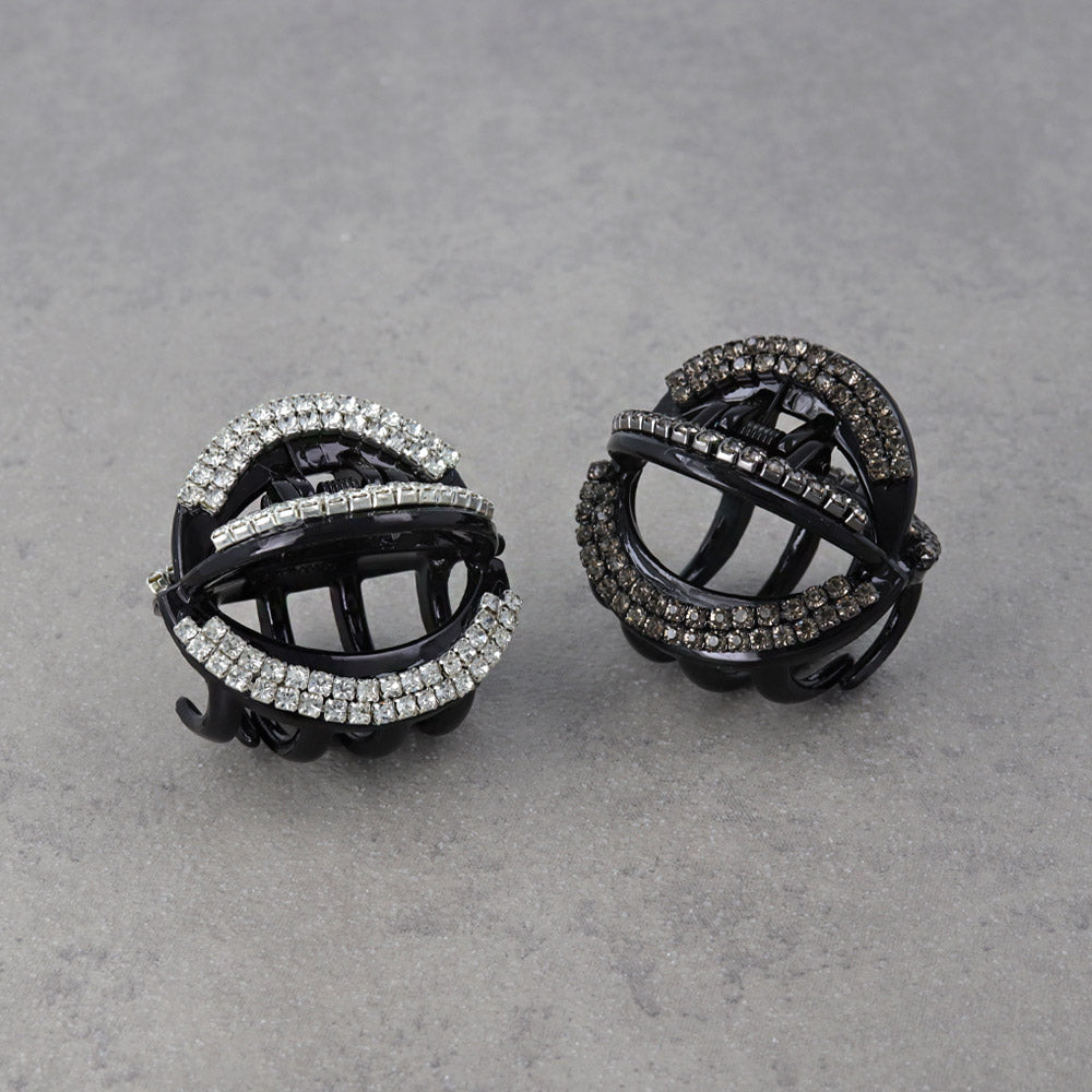 Rhinestone Mini Round Hair Claw - osewaya