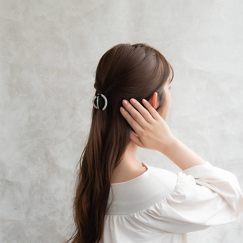 Rhinestone Mini Round Hair Claw