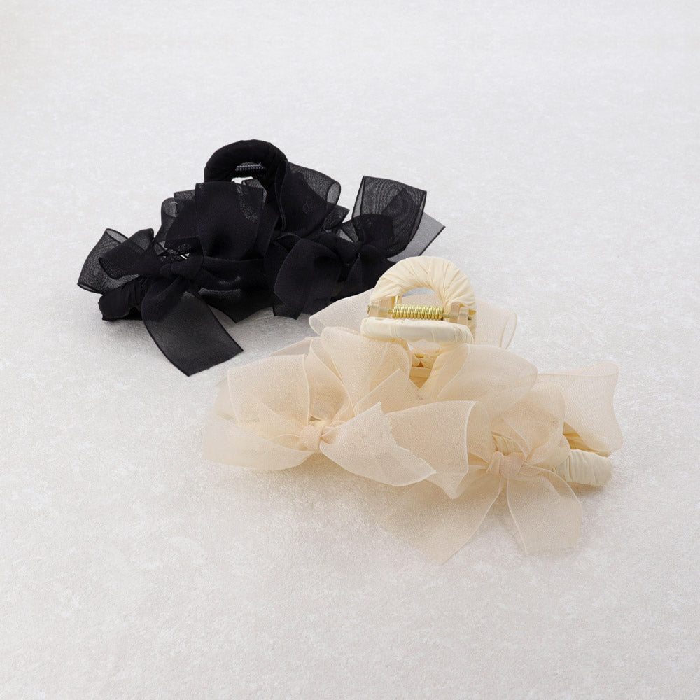 Sheer Allover Ribbon Hair Claw - osewaya