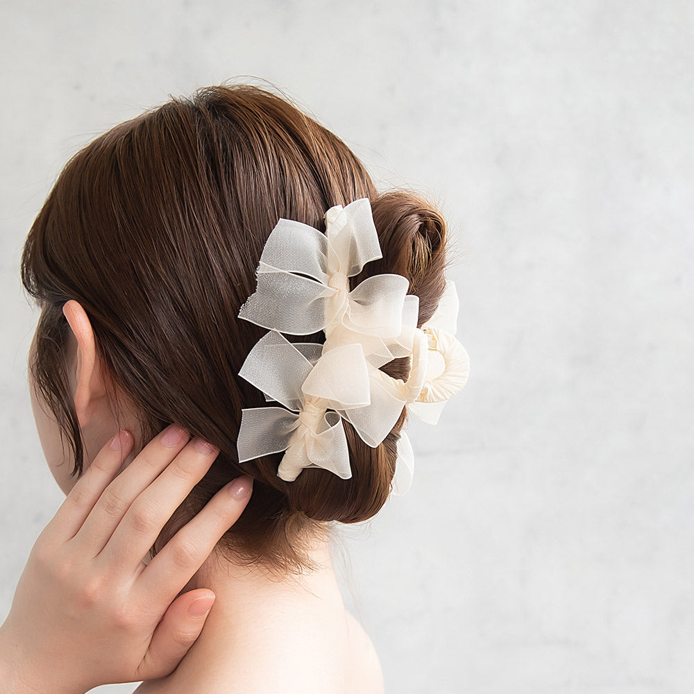 Sheer Allover Ribbon Hair Claw - osewaya