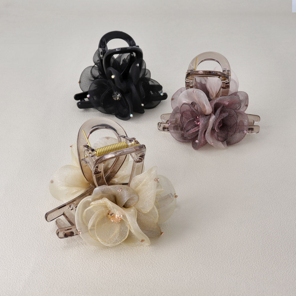 Ribbon Rose Hair Claw