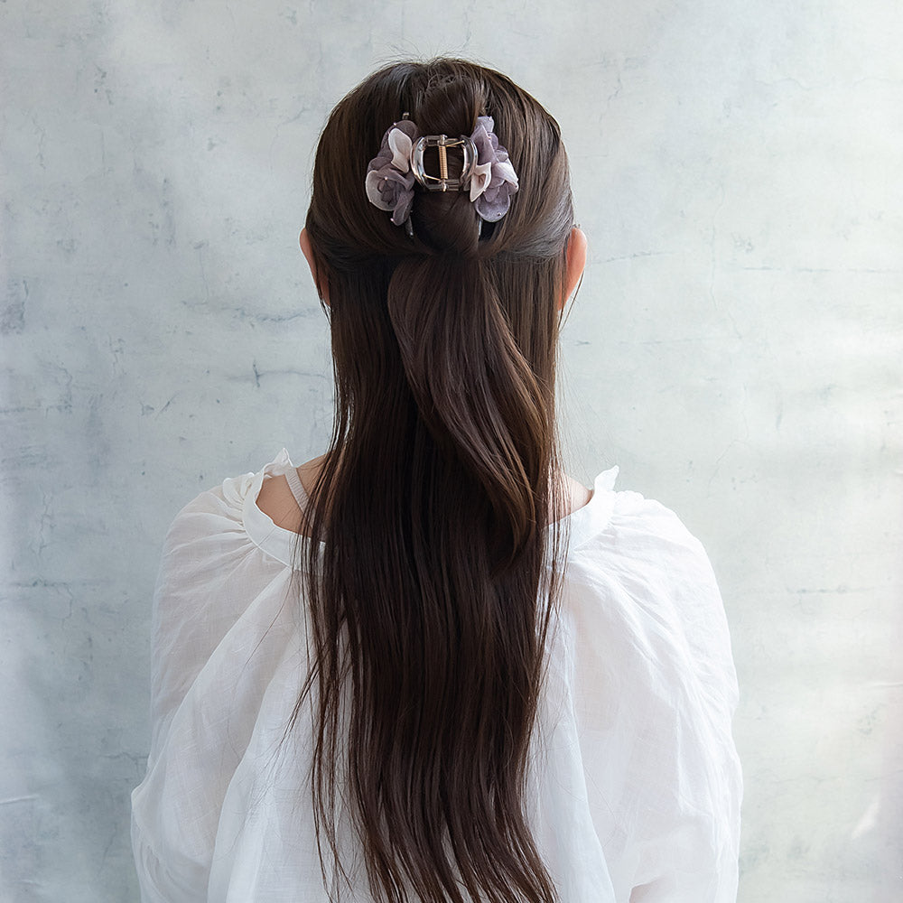 Double Tulle Flower Hair Claw