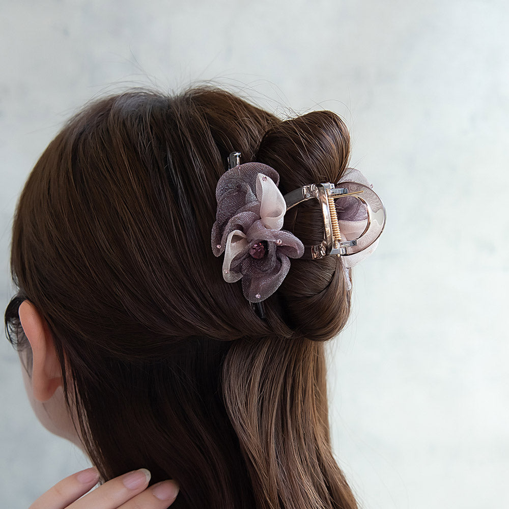 Double Tulle Flower Hair Claw