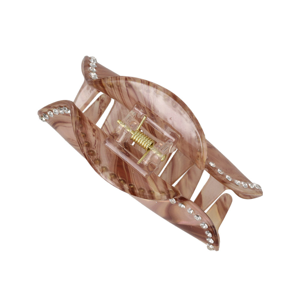 Rhinestone Marble Heart Hair Claw